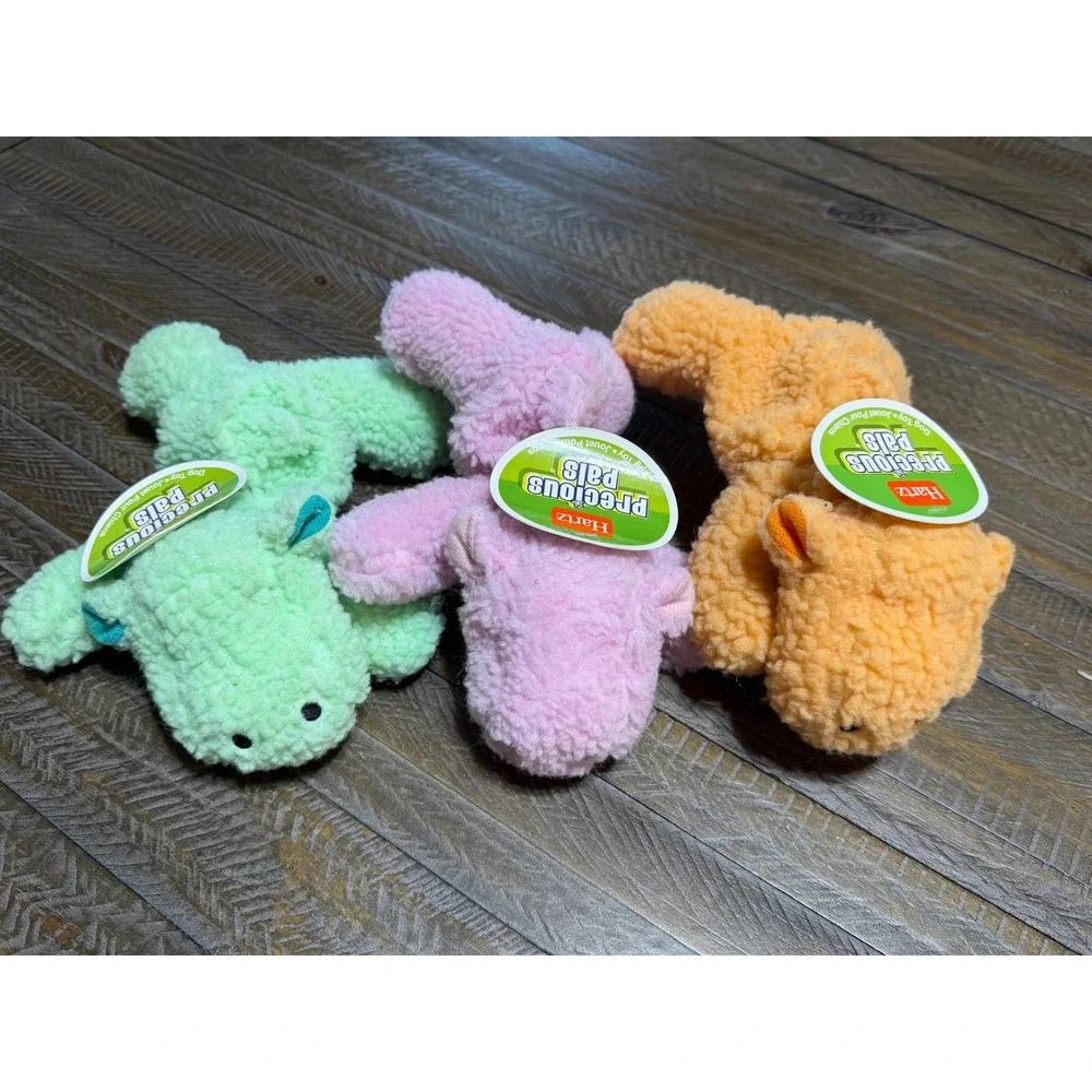Hartz Precious Pals Dog Toy Set 3pk OS Multicolor NWT Sherpa Plush Floppy Animal